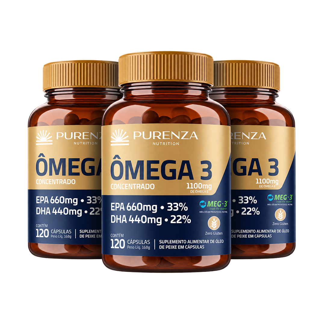 Combo Ômega 3 Purenza 120 Cápsulas - 3Un