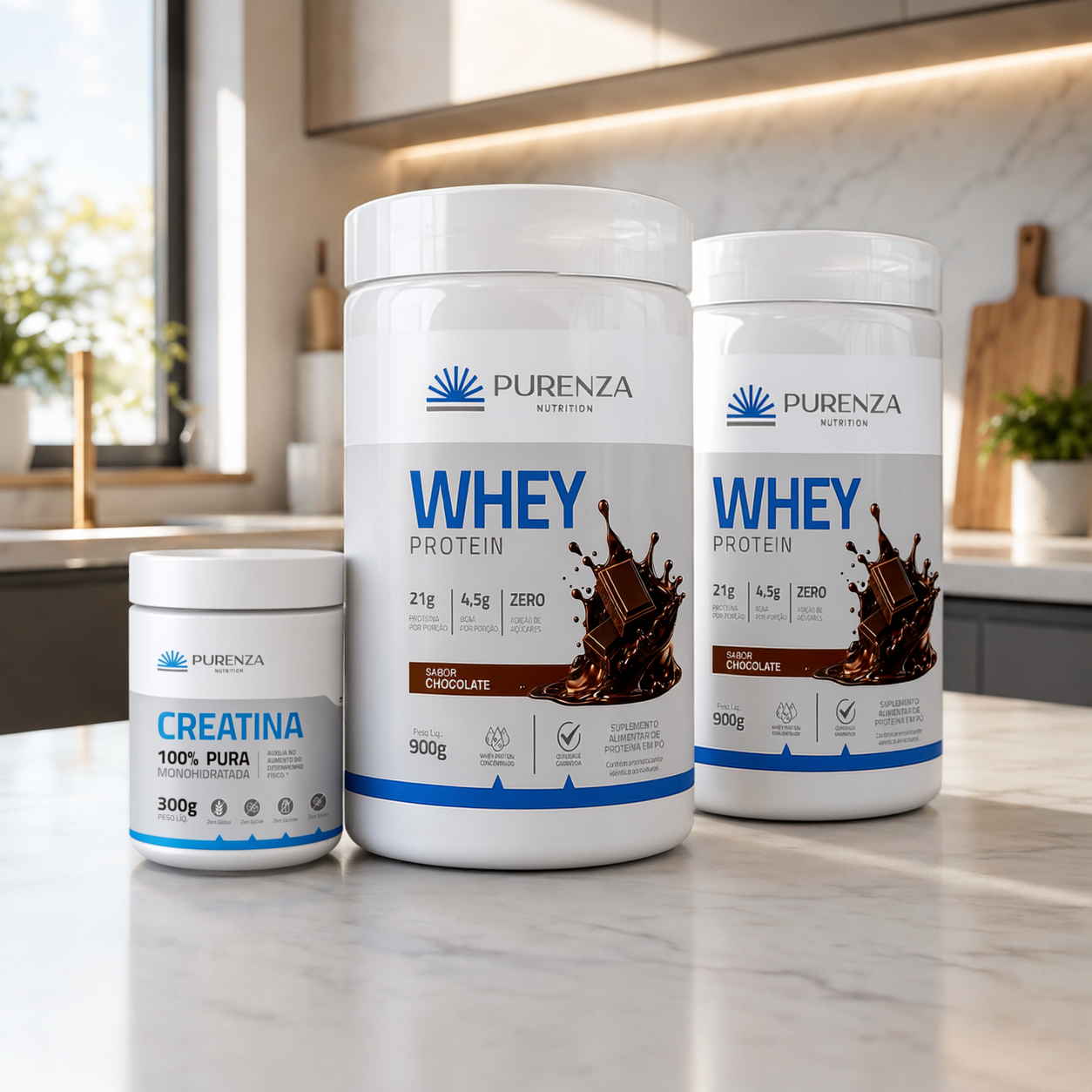 COMBO 2 WHEY PROTEIN 900G CHOCOLATE + 1 CREATINA 300G