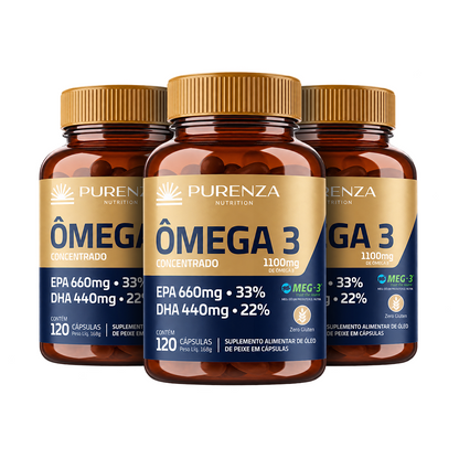 Combo Ômega 3 Purenza 120 Cápsulas - 3Un