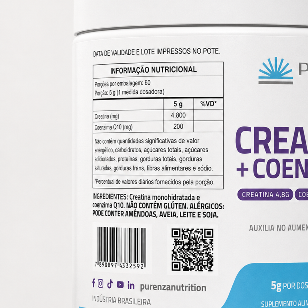 Creatina 40+ Coenzima Q10 - Purenza Nutrition 300g
