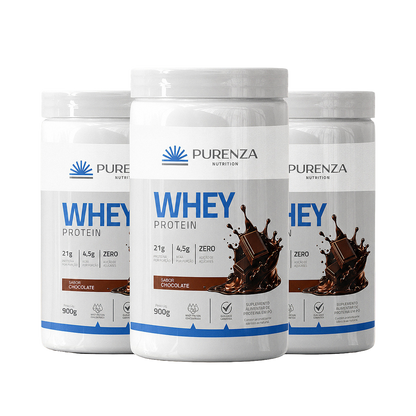 PURENZA - WHEY (100%) 900G CHOCOLATE - 3Un
