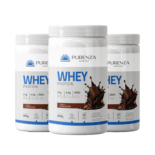 PURENZA - WHEY (100%) 900G CHOCOLATE - 3Un