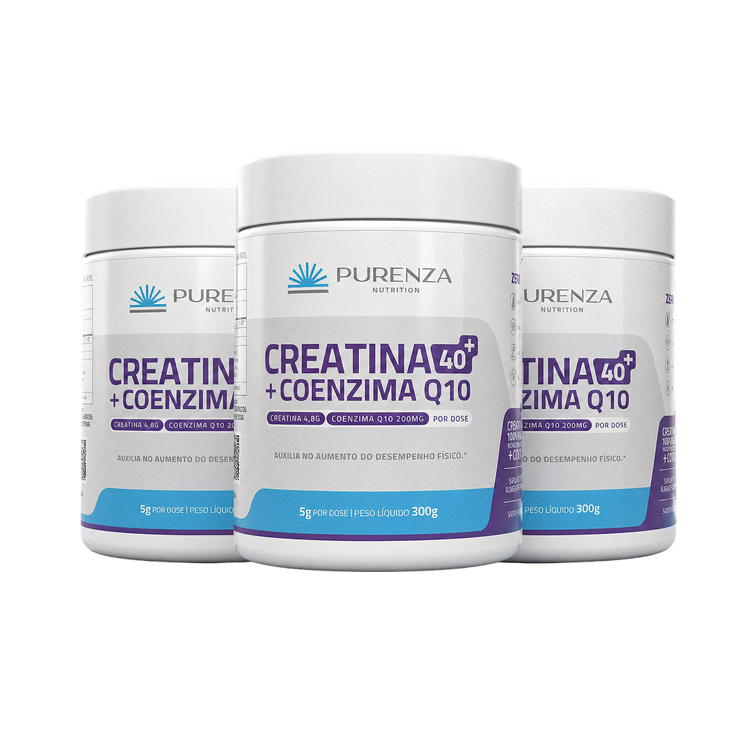 Kit Creatina 40+ Coenzima Q10 Purenza 300g - 3 Unidades