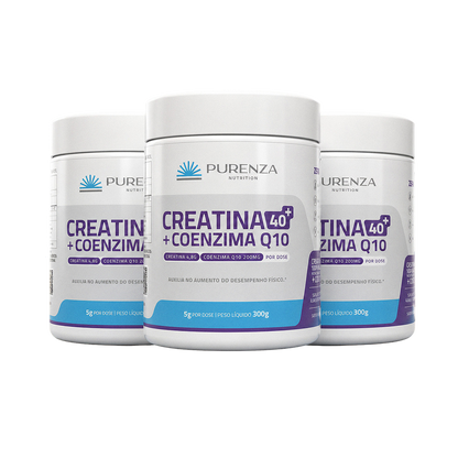 Kit Creatina 40+ Coenzima Q10 Purenza 300g - 3 Unidades